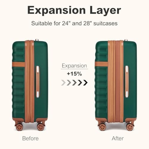 Kono Medium Suitcase 24 Inch Expandable Hardshell Luggage (Green/Brown) — view 3