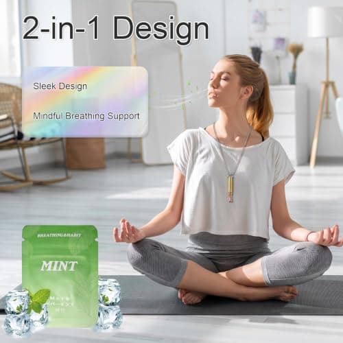 Breathing Necklace Round Design, Flavoured Air Inhaler for Calm and Relax, Stress Relief Breathlace for Men Women Yoga Exercise Travel (Multi-Mint) — view 4