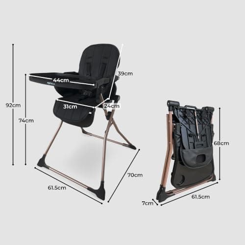 My Babiie MBHC2 Compact Folding Toddler Highchair – Rose Gold Black — view 6