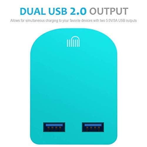 AMO Green Foldable Charger High-speed Dual USB wall adapter USB-A Ports Compact Travel Charger Compatible For iiPhone/i Pad/i Pod/Samsung Galaxy Tab/HTC/Tablet etc — view 2