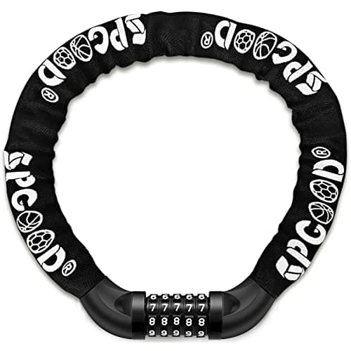 SPGOOD Bike Lock with Combination, Bicycle Lock with Hardened Chain(Black)