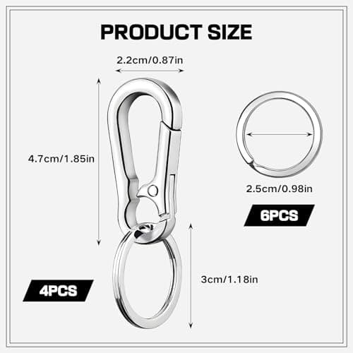 4Pcs Heavy Duty Metal Keychain, Metal Carabiner Keychain Clip — view 2