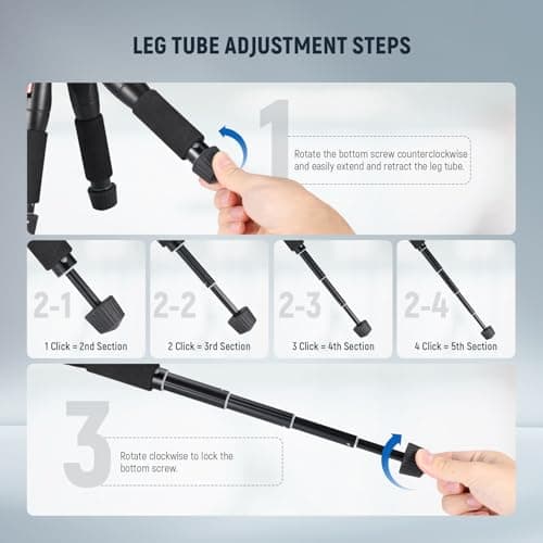 NEEWER Desktop Mini Tripod, 20'' Aluminum Alloy Small Table Top Desk Portable Travel Stand, 360° Ball Head, 1/4" QR Plate for DSLR Camera Camcorder Video Recording, Max Load 11 lbs, Cleaning Cloth — view 4