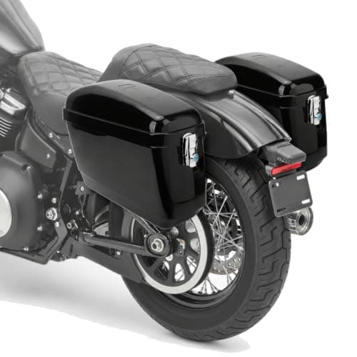 MENDUNER 45L Motorcycle Side Case with Mounting Kit, Lockable ABS Hard Saddlebags, Universal Motorcycle Panniers Side Bags for Cruiser Touring Luggage Storage, Glossy Black