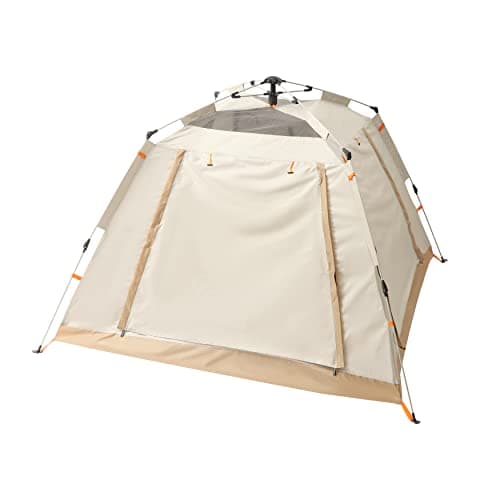 Komonee Pop Up Beach Tent Camping Deluxe Dome Style with Awning Cream And Sand 3 Man Person Outdoor UV Beach House — view 6