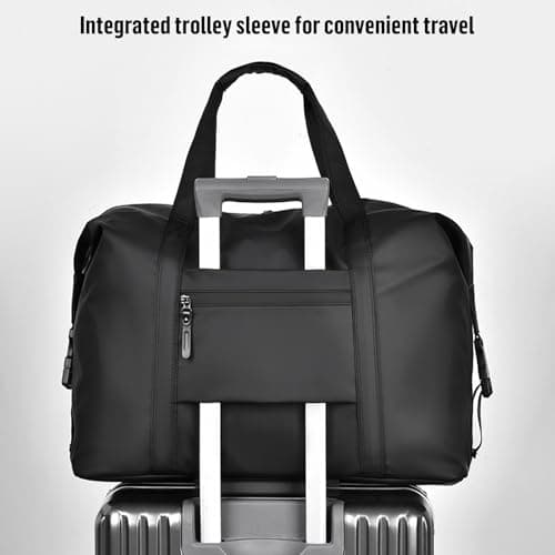 SZDPC Travel Duffel Bag, for Easyjet Cabin Bag 45x36x20 Underseat Bag, PU Leather Carry on Bag with Shoulder Strap, Weekend Overnight Bag for Men and Women — view 5