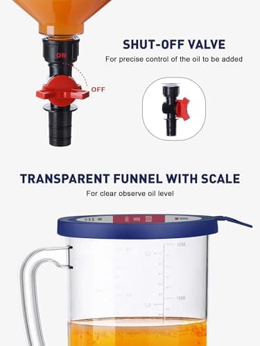 SMART JERRY - Spill-Proof Engine Oil Funnel Kit｜Oil Change Funnel w/ 12 Adapters & 2 Magnetic Adapter Organizer Boards｜Transparent Body w/Scale & Shut-Off Valve｜Universal Fit — view 5