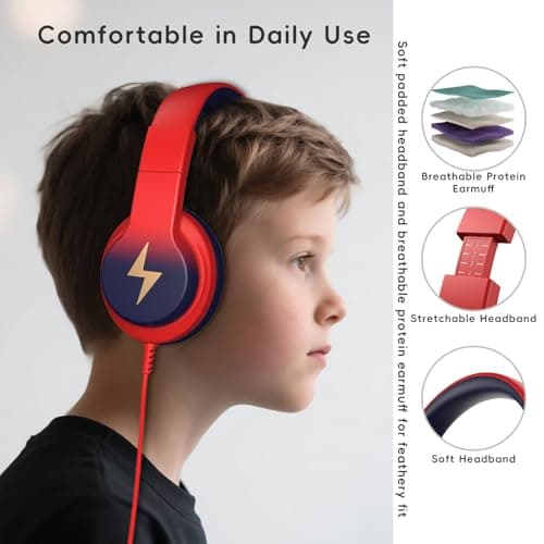 Candy Bila Wired Over-Ear Kids Headphones for School -Gradient Red to Blue — view 6