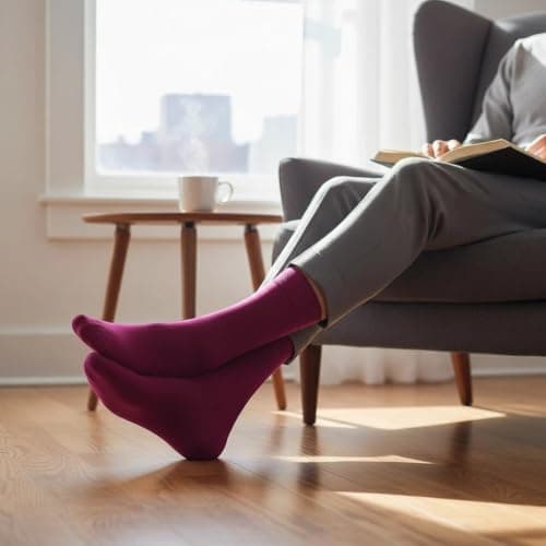 ONESCK Cotton Dress Socks for Women, Burgundy, 4-7 — view 3