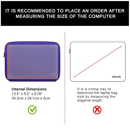 Arvok 13 13.3 14 Inch Laptop Sleeve Case for MacBook Pro/MacBook Air 13-14 inch, Water-Resistant Notebook Chromebook Computer Pouch, Carrying Bag Cover for HP/Dell/Lenovo/Asus/Acer — view 6