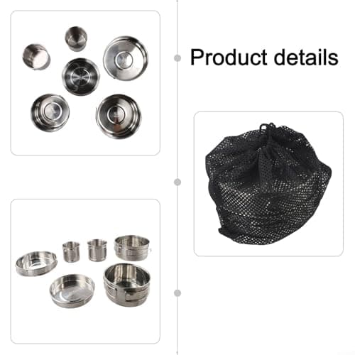 6-Piece Stainless Steel Camping Cookware Set Foldable — view 2