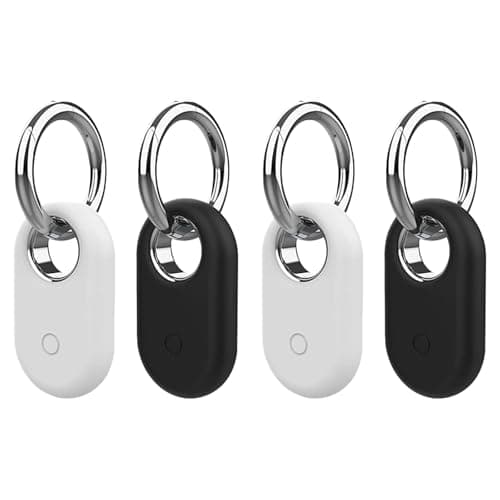 Samsung Smart Tag 2 Case with Silver Keychain, 4PCS Silicone Case for Keys, Pets, Luggage (2PCS White, 2PCS Black)