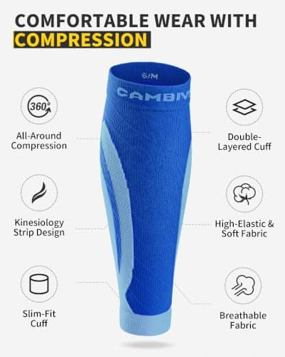 CAMBIVO Calf Compression Sleeves for Men & Women, 2 Pairs — view 3