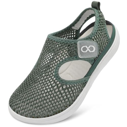 JOINFREE Womens Summer Shoes Wide Fit Mesh Breathable Walking Shoes Adjustable Strap Sandals for Elderly Seniors Anti Slip Rubber Sole Lightweight Comfort Fit Trainers Dark Green