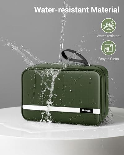 Maliton Hanging Toiletry Bag, Waterproof Foldable Wash Bag (Army Green) — view 4