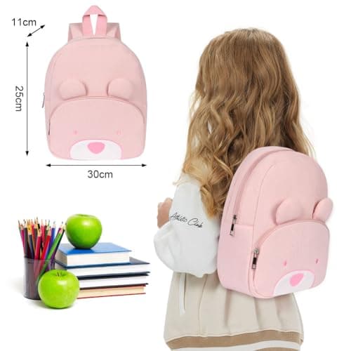 Aomig Kids Mini BackpackRucksack, Toddler Cartoon School Preschool Kindergarten Elementary Small Adjustable Corduroy Rucksack for School Travel(Cute Bear) — view 2