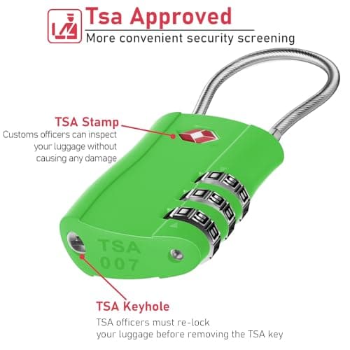 NAGE TSA Approved Luggage Locks, Suitcase Lock with 3-Digit (Green, 2P) — view 2