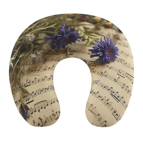 FekiLoot Music Sheet Neck Pillow Soft U Shaped Travel Pillow Portable Headrest Neck Support Cozy Memory Foam Pillows for Airplane Car Home Office Sleeping Essentials