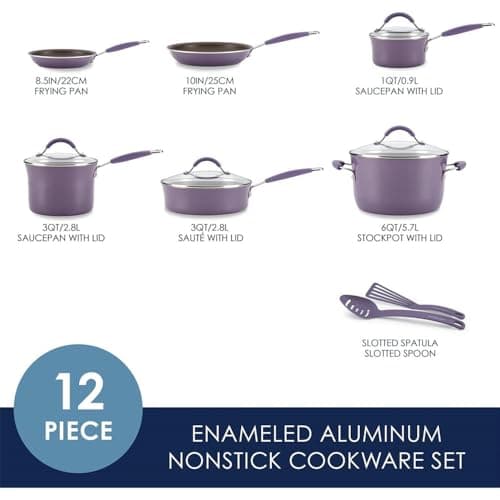 HJZSZX Nonstick Cookware Pots and Pans Set 12 Piece Lavender Purple,Lavender Purple,12 pc — view 2