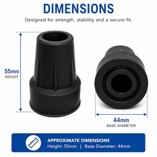 Quantum Leap 22mm Walking Stick Ferrules & Crutch Rubber Tips, Black, Pack of 2 — view 3