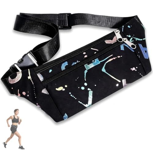 Adjustable Running Belt,Slim Phone Holder for Running Slim Waist Pack Black