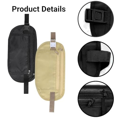 2 Pcs Money Belts Bag for Travel Hidden, Anti-Theft Waterproof Pouch - Secure, Comfortable, and Stylish, Adjustable Elastic Concealed Money Belt for Women Men Running Dog Walking — view 5