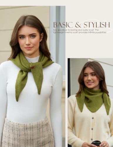 Vijamiy Wool Blend Triangle Scarf for Women, One Size, Green — view 4