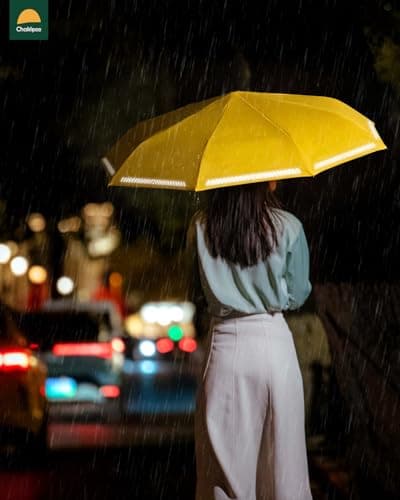 Chakipee Umbrella Windproof Strong Compact Travel Yellow Pocket Automatic Reflective Safety Strip Folding Outdoor for Rain Inverted Umbrellas for Men and Women 8 Ribs Double Canopy Portable — view 6