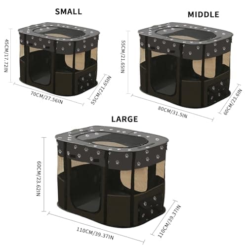 Portable Pet Playpen/Soft Dog Crate,Cat Carrier Large Playground for Puppy Carrier/Rabbit Run/Kitten Cat Indoor Outdoor Travel Camping Use 70X55X45CM (S,Black) — view 4