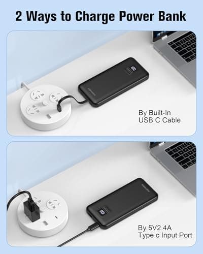 AsperX 2-Pack 10000mAh Power Bank Fast Charging Portable Charger with Cable — view 6