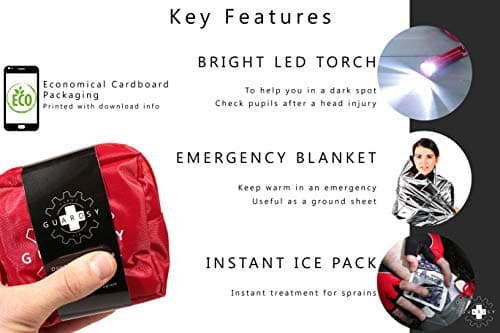 Guardsy Mini First Aid Kit | Compact Small Medical Emergency Survival Kit perfect for Car, Travel, Hiking, Camping, Outdoor, Cycling, Running, Home, Vehicle, Sports. With Digital First Aid Guide app — view 4