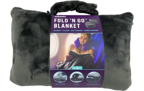 Cabeau Fold ‘n Go Travel and Throw Blanket Plus Compact Case - For Home and Travel - Doubles as Lumbar Pillow and Neck Support Pillow - French Microfiber Comfort - Charcoal — view 5