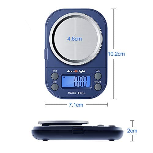 ACCUWEIGHT Blue 300g LCD Mini Precision Scale, Stainless Steel, 0.01g, Multifunctional, Portable, Auto Shut Off, Kitchen, Jewelry, Gold, Coins, Chemistry Lab — view 5