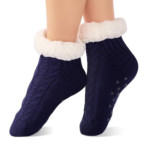 SockWaddles Slipper Socks for Women & Men, Non Slip, Thermal Winter Navy