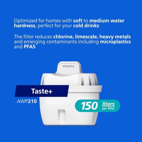 Philips Water XL Filter Jug +3 Taste+ Replacement Filter Cartridges, Fast flow, White, 3.4 litres, Electronic timer — view 2