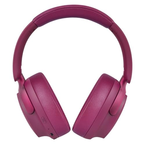 RORSOU B8 Bluetooth Headphones Over Ear, 6 EQ Music Modes and 50H Playtime Deep Bass Wireless Headphones with Mic, Lightweight Folding HiFi Stereo Headset for iPad/Travel/Tablet/PC/Home Red — view 2