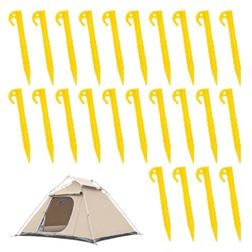 24 Pcs Plastic Tent Pegs Heavy Duty Screw-in Stakes Camping Garden