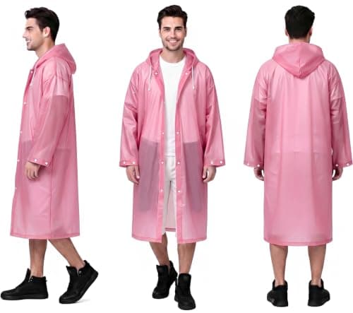 Rain Poncho for Adults, 2 Pieces Reusable Waterproof with Hoods and Sleeves — view 5