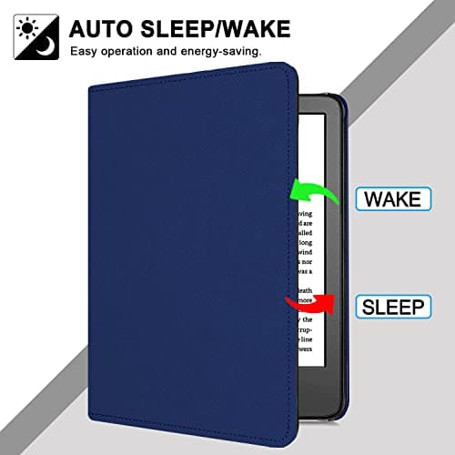 TOKILO Case for 6" eBook Reader, Lightweight Premium PU Leather Case with Auto Sleep Wake Hand Strap Foldable Stand, U Compatible with iPad/Sony 6inch e-Reader, Navy Blue — view 2