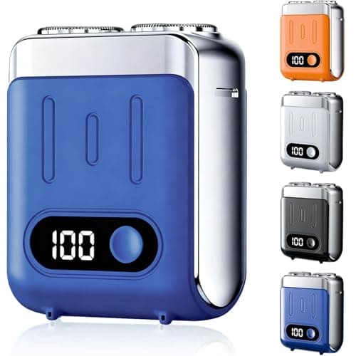 Mini Electric Razor for Men, 2025 New Portable Razors for Men IPX7 Waterproof, Type-C Fast Shavers Cordless Rechargeable, Beard Trimmer, Magnetic Double Head Shavers for Home or Travel (Blue)