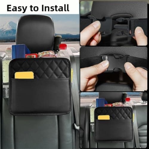 Car Seat Back Organizer with Trash Bag, Foldable Faux — view 5