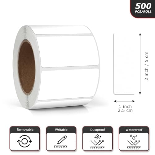 Meitaat White Rectangular Labels 50 x 25mm Blank Stickers Roll 500 Pcs — view 4