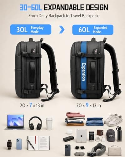 Zurligi Vacuum Travel Backpack with Pump, Detachable Vacuum Bag, 30-60L — view 6