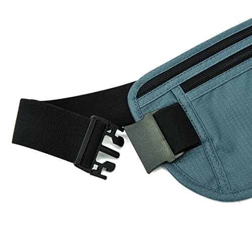 RFID Blocking Money Belt for Men Women, Slim Fanny Pack for Travel，Running,Conceal Waist Wallet for Passport Holder,Phone,Cash(Black Turquoise) — view 3