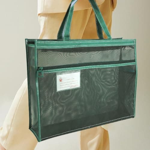Mesh Art Supply Bag - Clear Artwork Holder, Zippered Drawing Storage Folder — view 2