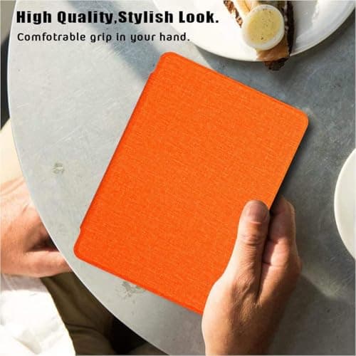 CIAOYE Compatible with 6" New Kindle 11th Generation Case 2024/2022 Release, Lightweight PU Leather Hard Plastic Cover with Smart Auto Wake/Sleep for Amazon Kindle 11th Generation 2024/2022, Orange — view 3
