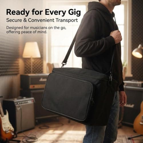 Qraatosi Guitar Amplifier Speaker Storage Case Portable Carry Bag Gig Bag Organizer Shockproof Canvas Material Adjustable Shoulder Strap Multiple Pockets — view 6