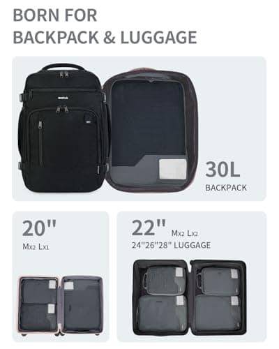 ECOHUB 4pcs Compression Packing Cubes, Suitcases Organiser Bag with Tag, Recycled Travel Bags Organiser for Backpack, Tear-resistant Packing Organiser for Carry On Luggage, Grey (Patent Pending) — view 6