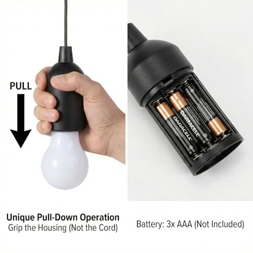 POCKETMAN LED Pull Cord Light Bulb Camping Tent Hanging Night Lamp 5Pack White Light Portable Night Light for Party, Weddings, Festivals Lighting, Camping — view 5