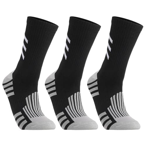 Zuimei 3 Pairs Compression Athletic Crew Socks for Men Women Black